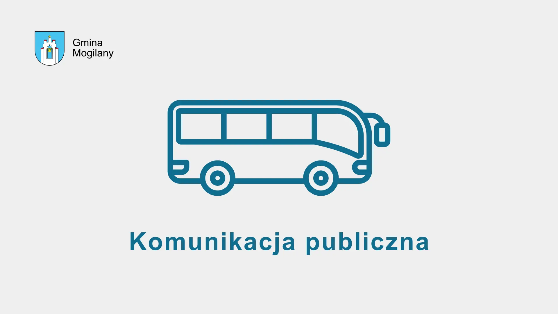 Grafika z rysunkiem autobusu i napisem: Komunikacja publiczna
